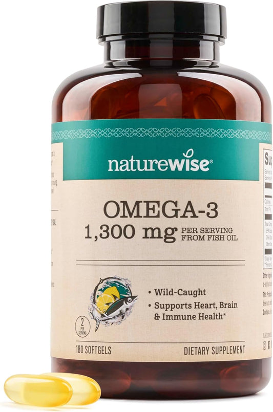 High Potency Omega 3 1300 mg Softgels - Wild-Caught Fish Oil with EPA & DHA - Brain & Heart Health - Burpless - Non-GMO - 180 Softgels[3-Month Supply] - BoostGo Australia