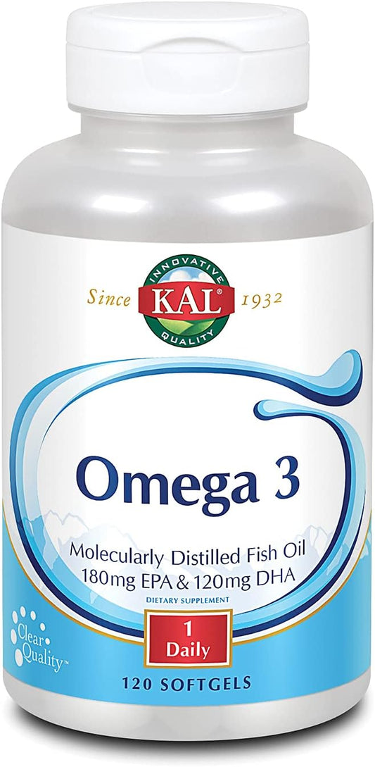 High Potency Omega-3 Fish Oil Supplement for Heart, Joint, and Brain Support - 120 Softgels (120 Servings)
