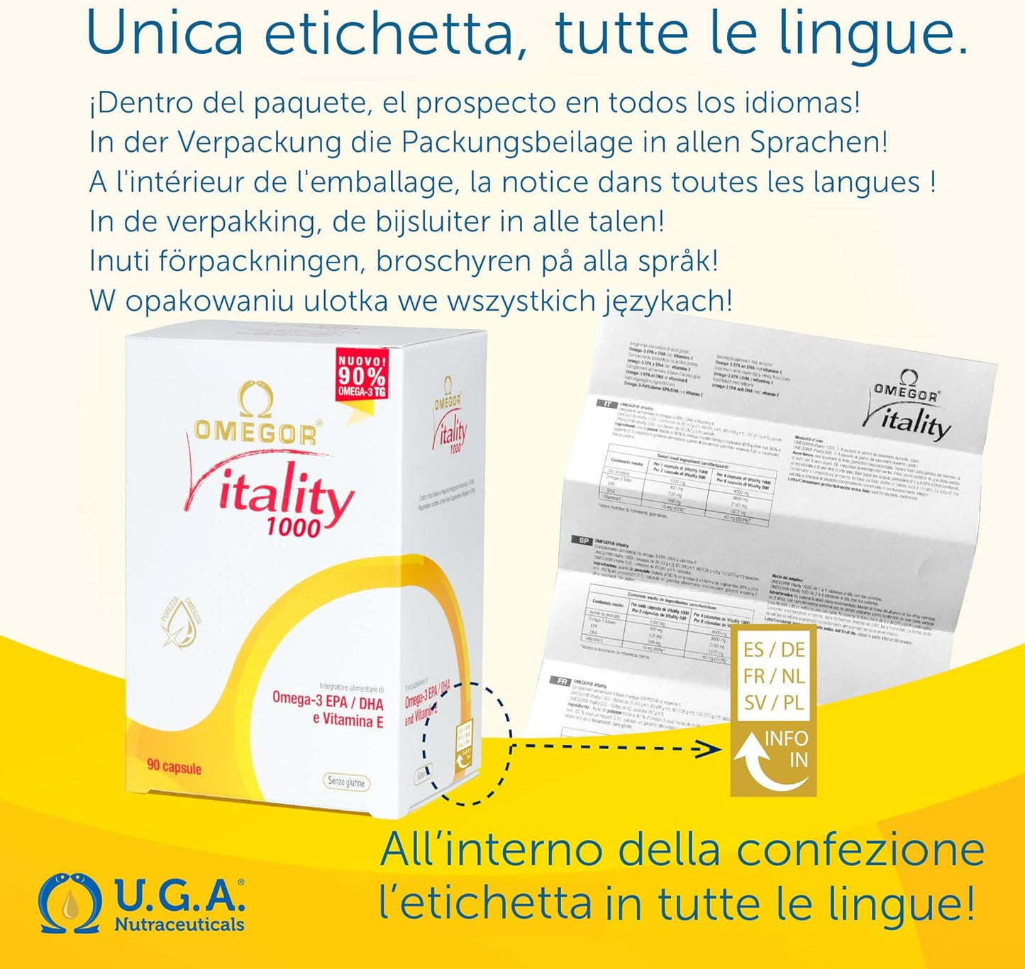 High Potency OMEGOR® Vitality Capsules - 90 Count with 800mg EPA/DHA | IFOS 5-Star Certified Omega-3 | 90% Omega-3 in rTG Form | Maximum EPA and DHA Omega-3