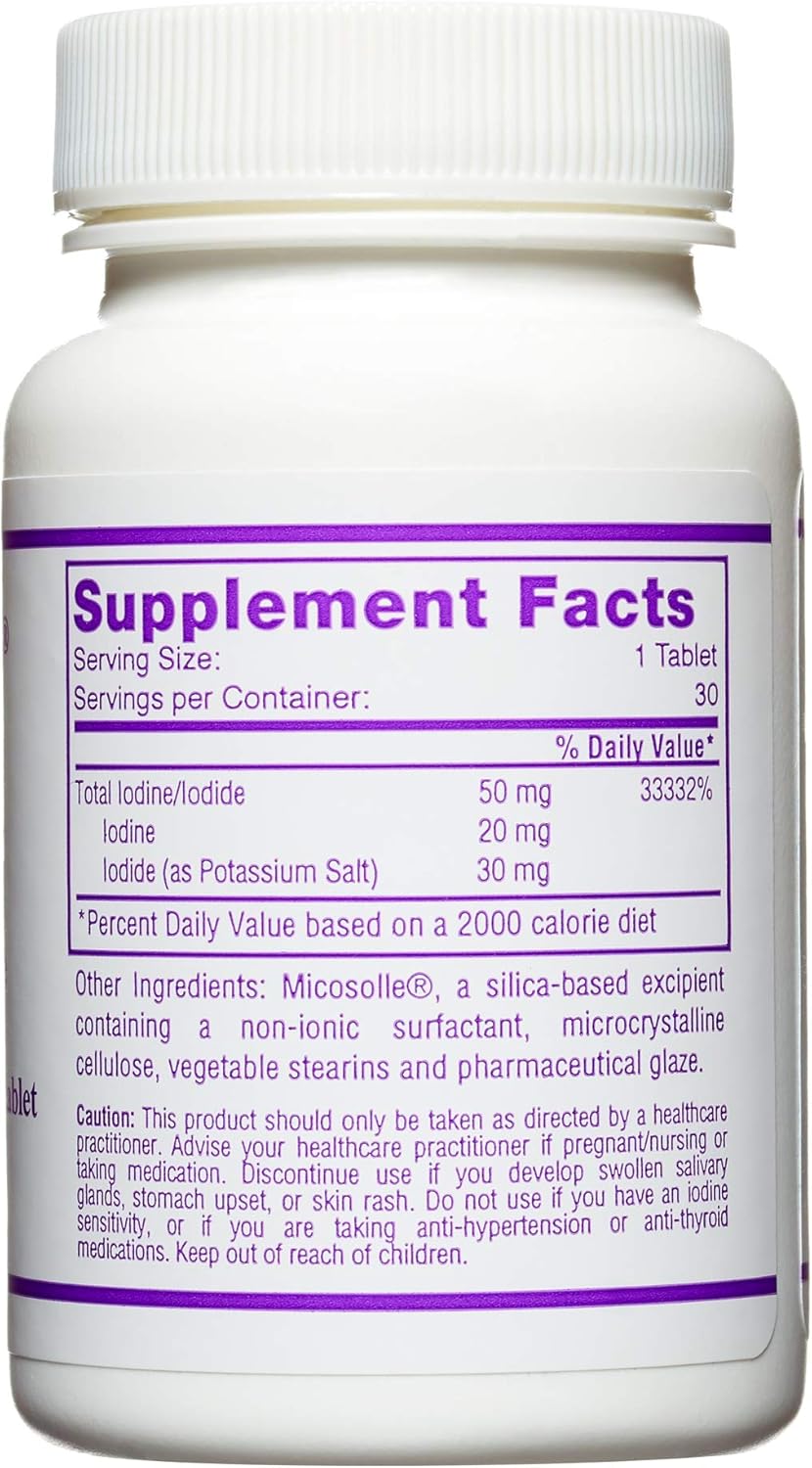 High Potency Optimox Iodoral 50mg Supplement - Potassium Iodide Tablets for Thyroid Support - 90 Count Bottle