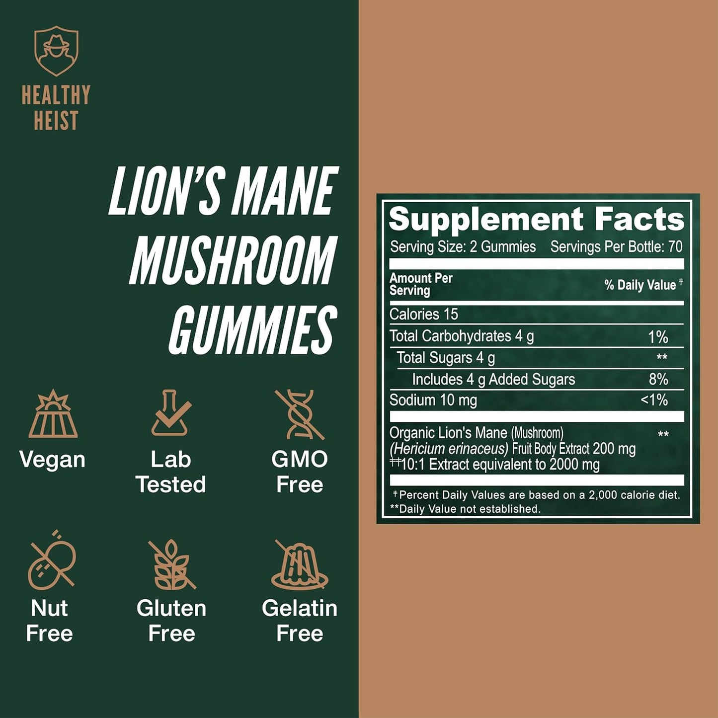 High Potency Organic Lions Mane Mushroom Gummies for Adults - 280 Count Chewables, Supports Mental Clarity, Focus, Mood - 2000mg Extract - 2 Pack - BoostGo Australia