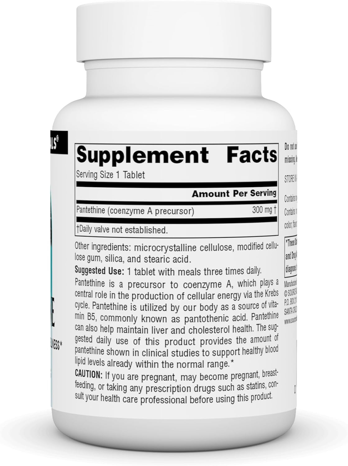 High Potency Pantethine 300mg - 90 Tablets by Source Naturals