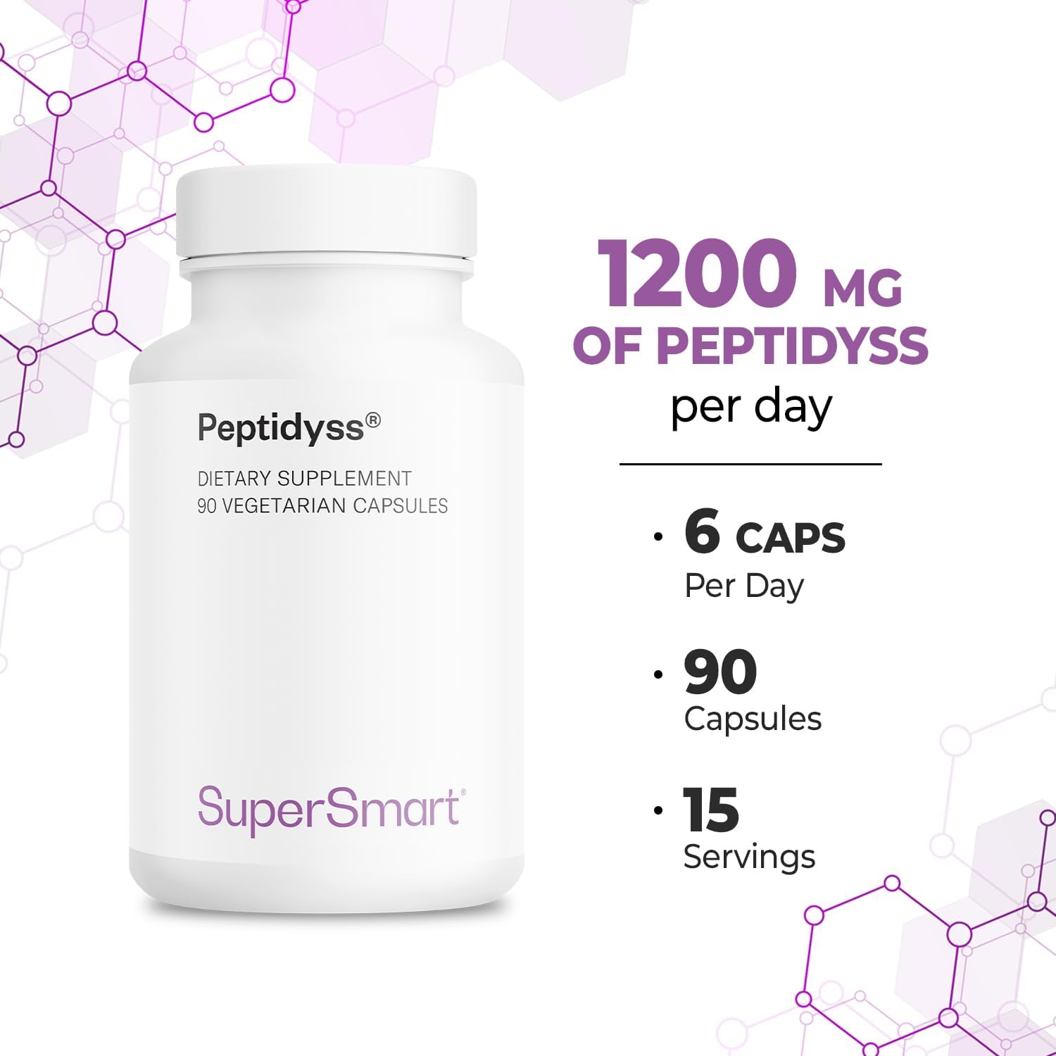 High Potency Peptidea Fish Protein Hydrolysate Supplement - 1200mg Daily - Amino Acids & Peptides Complex - Non-GMO - 90 Capsules
