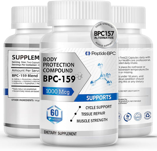 High Potency PeptideBPC BPC-159 Alternative for Muscle & Workout Recovery - 60 Capsules, 1000 mcg - Research Proven Quality