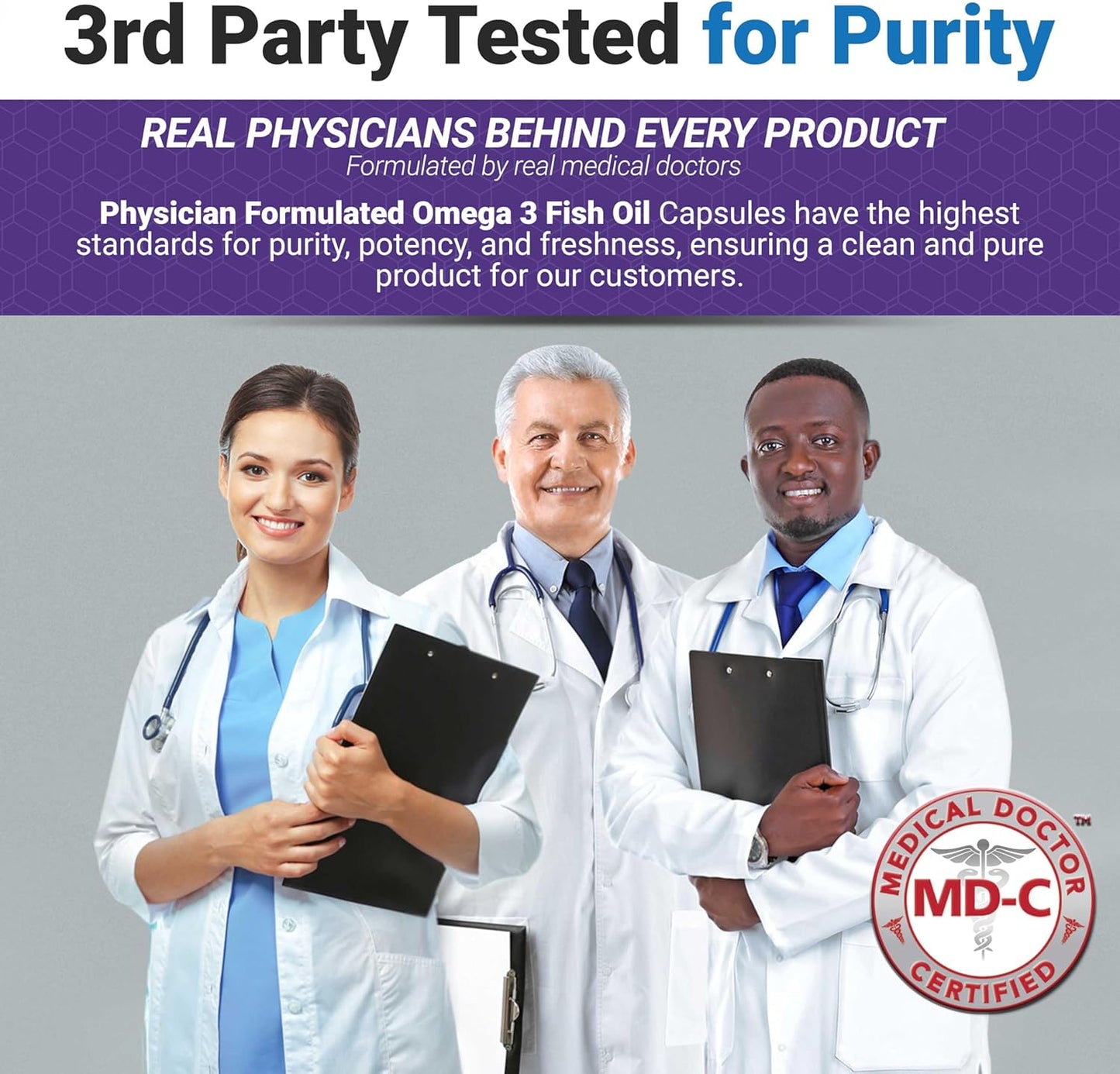 High Potency Physician Formulated Fish Oil Omega 3 Supplement - 3000mg per Serving with EPA, DHA, and Total Omega 3 6 9 - 180 Capsules
