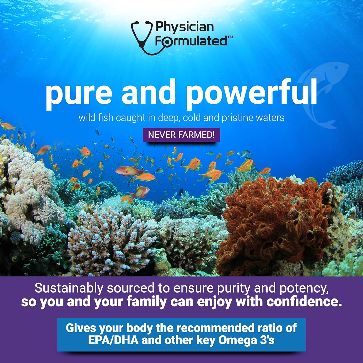 High Potency Physician Formulated Fish Oil Omega 3 Supplement - 3000mg per Serving with EPA, DHA, and Total Omega 3 6 9 - 180 Capsules