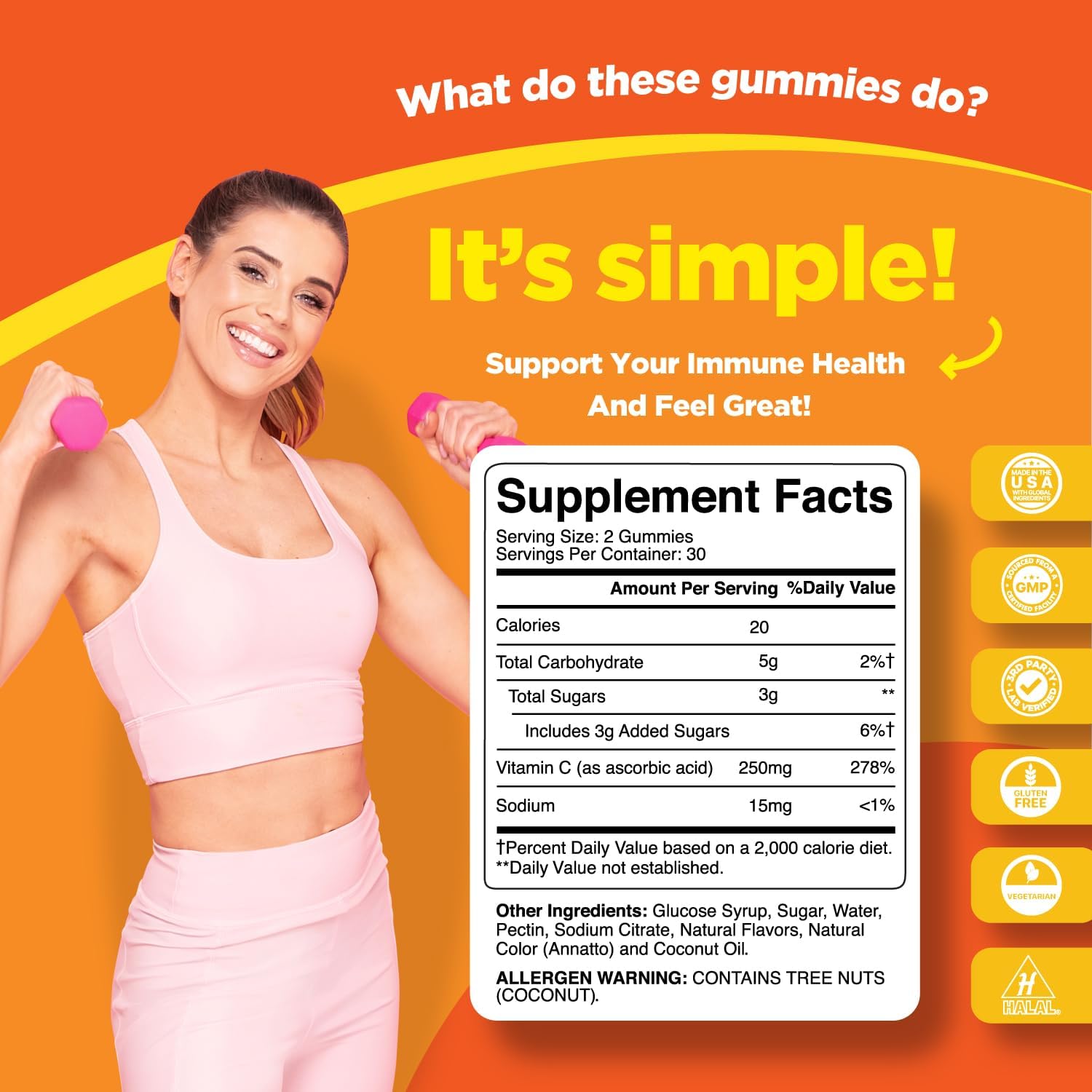 High Potency Phytoral Natural Vitamin C Gummies for Adults - Immune Support with Brain-Boosting Vitamins - Chewable Ascorbic Acid Supplement