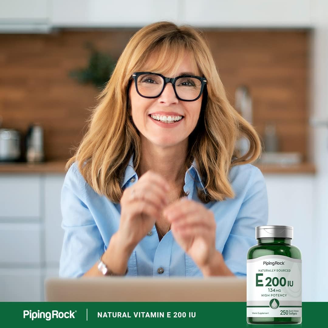 High-Potency Piping Rock Vitamin E 200 IU Softgel Capsules - Non-GMO, Gluten Free - 250 Count