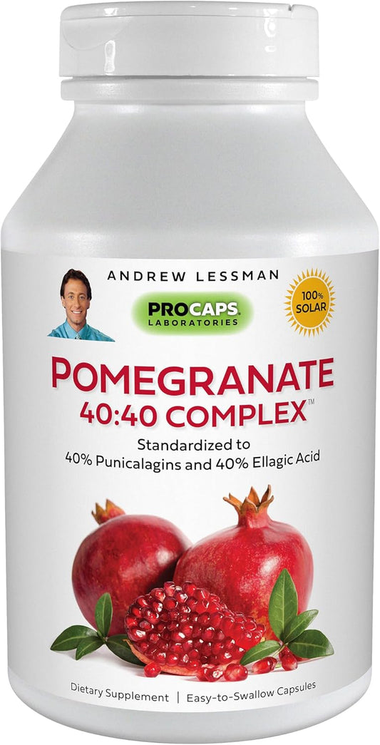 High-Potency Pomegranate 40-40 Complex Capsules - Natural Extract for Body Protection from Free Radicals. No Sugar, Calories, Sweeteners, Preservatives. No Additives.