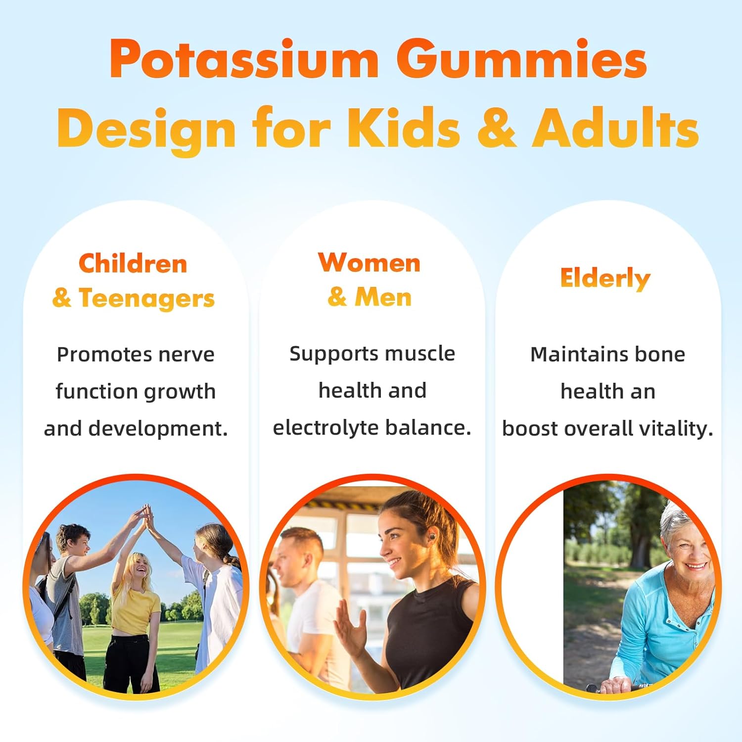 High Potency Potassium Citrate Gummies for Adults - 1000mg Orange Flavor, Sugar Free, Supports Leg Cramps & Muscle Health - 120 Count