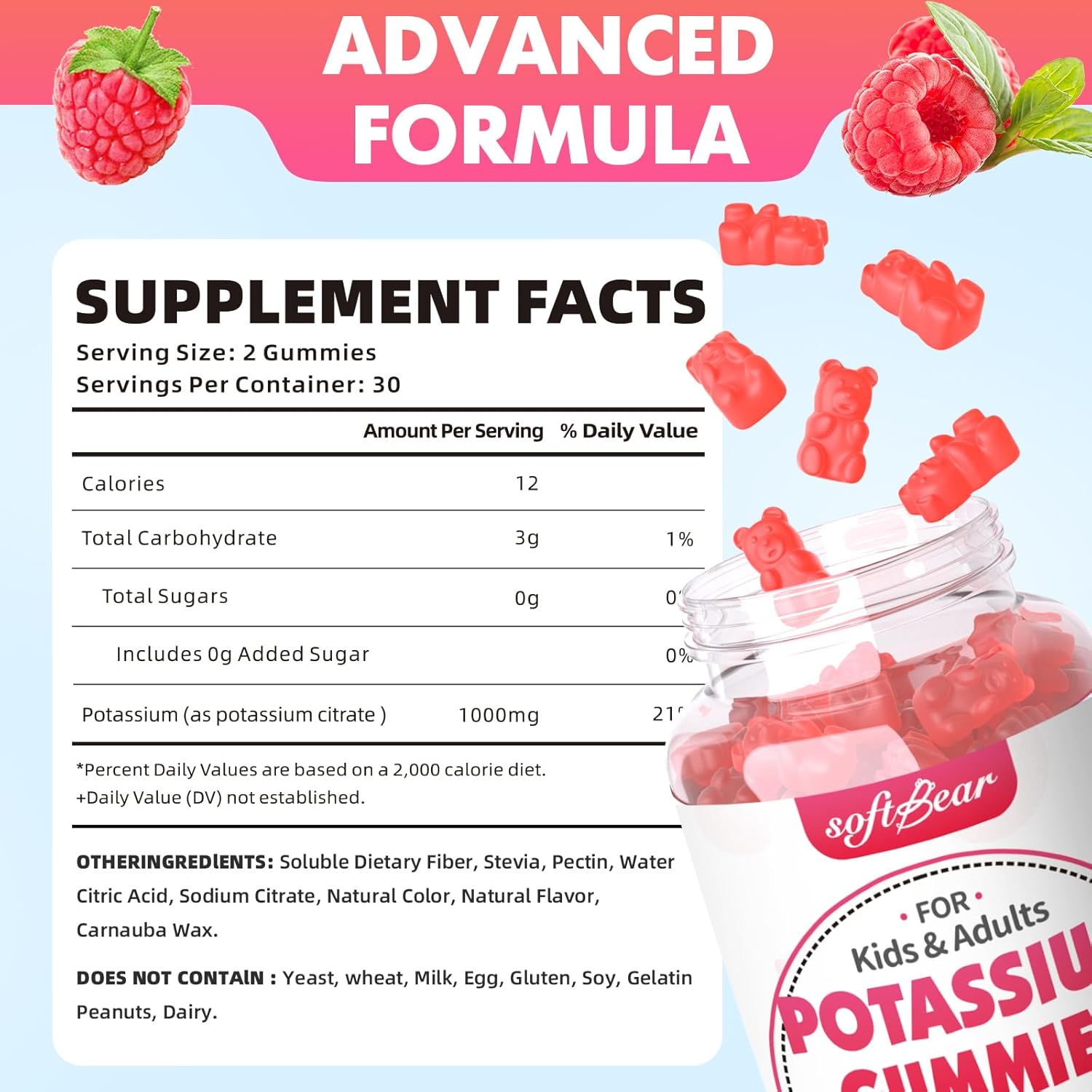 High Potency Potassium Citrate Gummies for Leg Cramps & Muscle Health - 240 Count