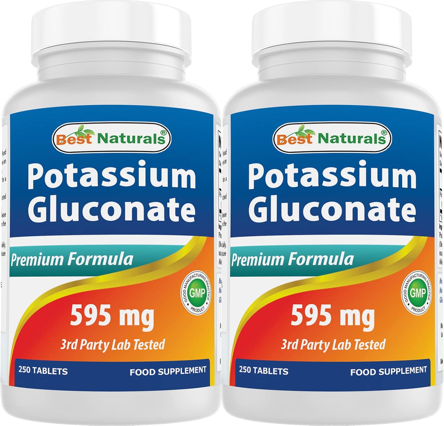 High Potency Potassium Gluconate Tablets - 595 mg, 500 Count (2 Pack) - Best Natural Supplement for Electrolyte Balance and Muscle Function