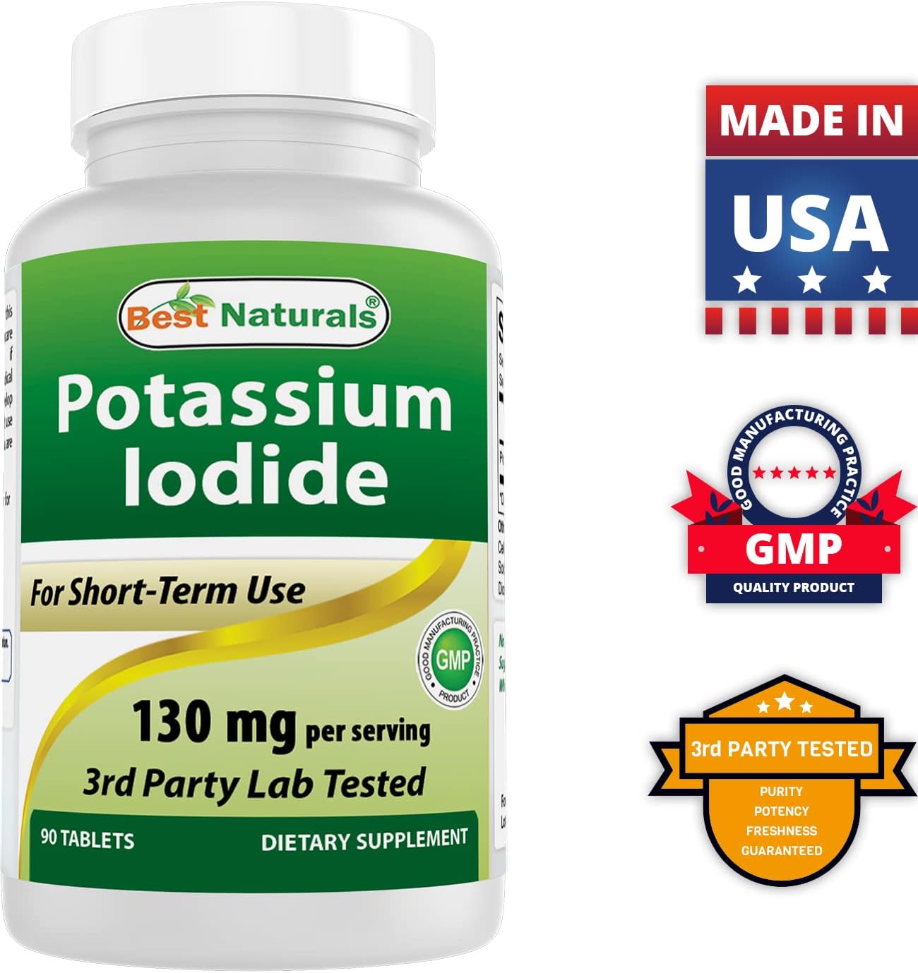 High Potency Potassium Iodide Dietary Supplement - 90 Tablets, 130mg per Serving