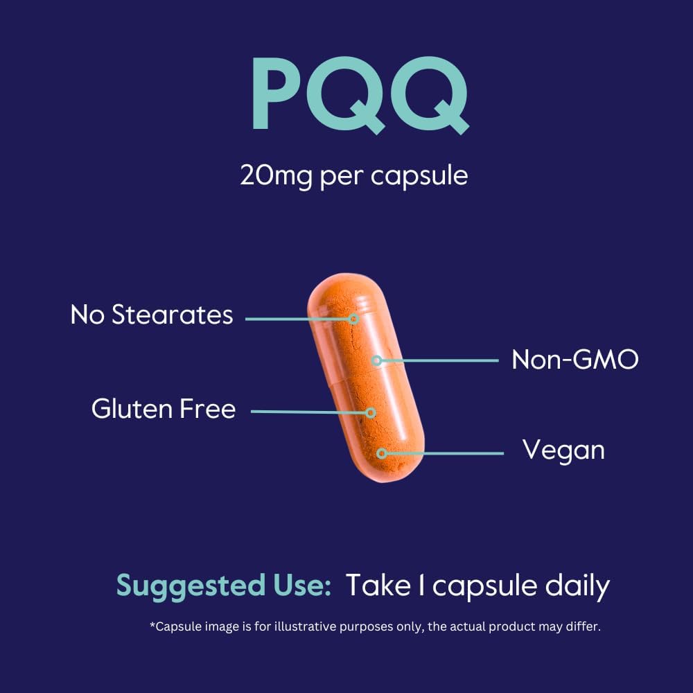 High Potency PQQ Supplement 20mg - 120 Vegetarian Capsules - Vegan, Non GMO, Gluten Free - No Stearates