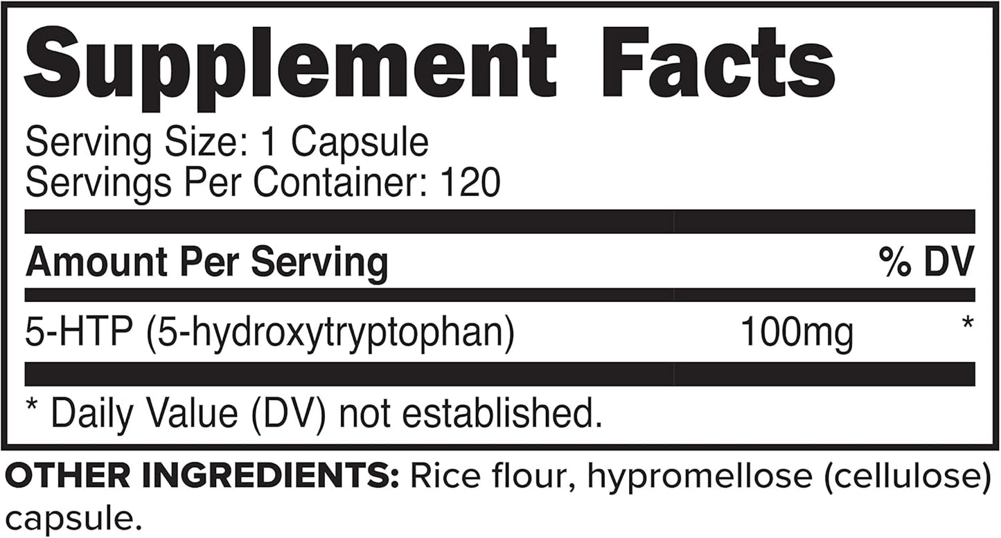High Potency Primaforce 5-HTP Supplement - 120 Capsules, 100mg Per Serving