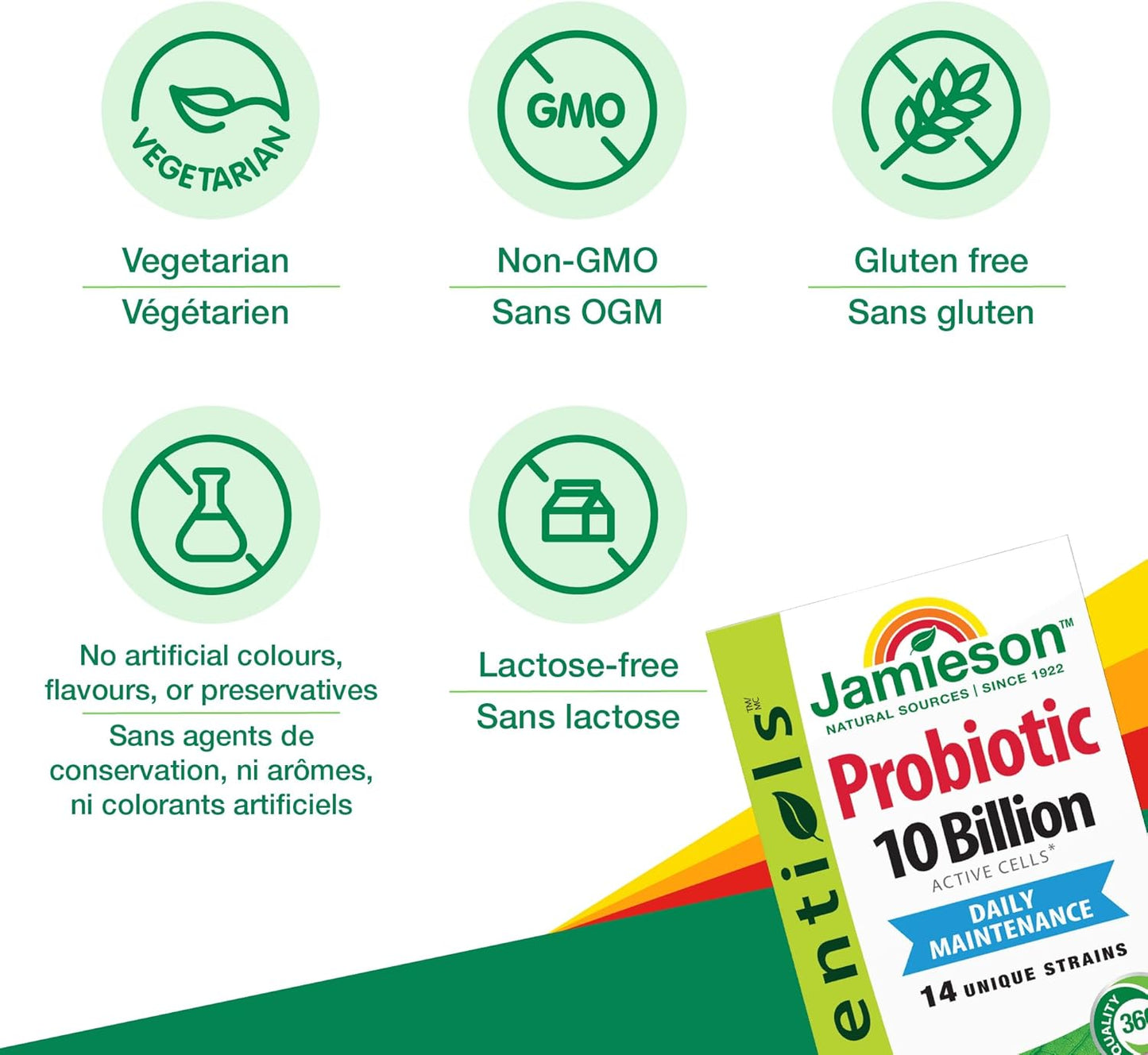 High Potency Probiotic Supplement, 10 Billion CFU, 60 Vegetarian Capsules by Jamieson