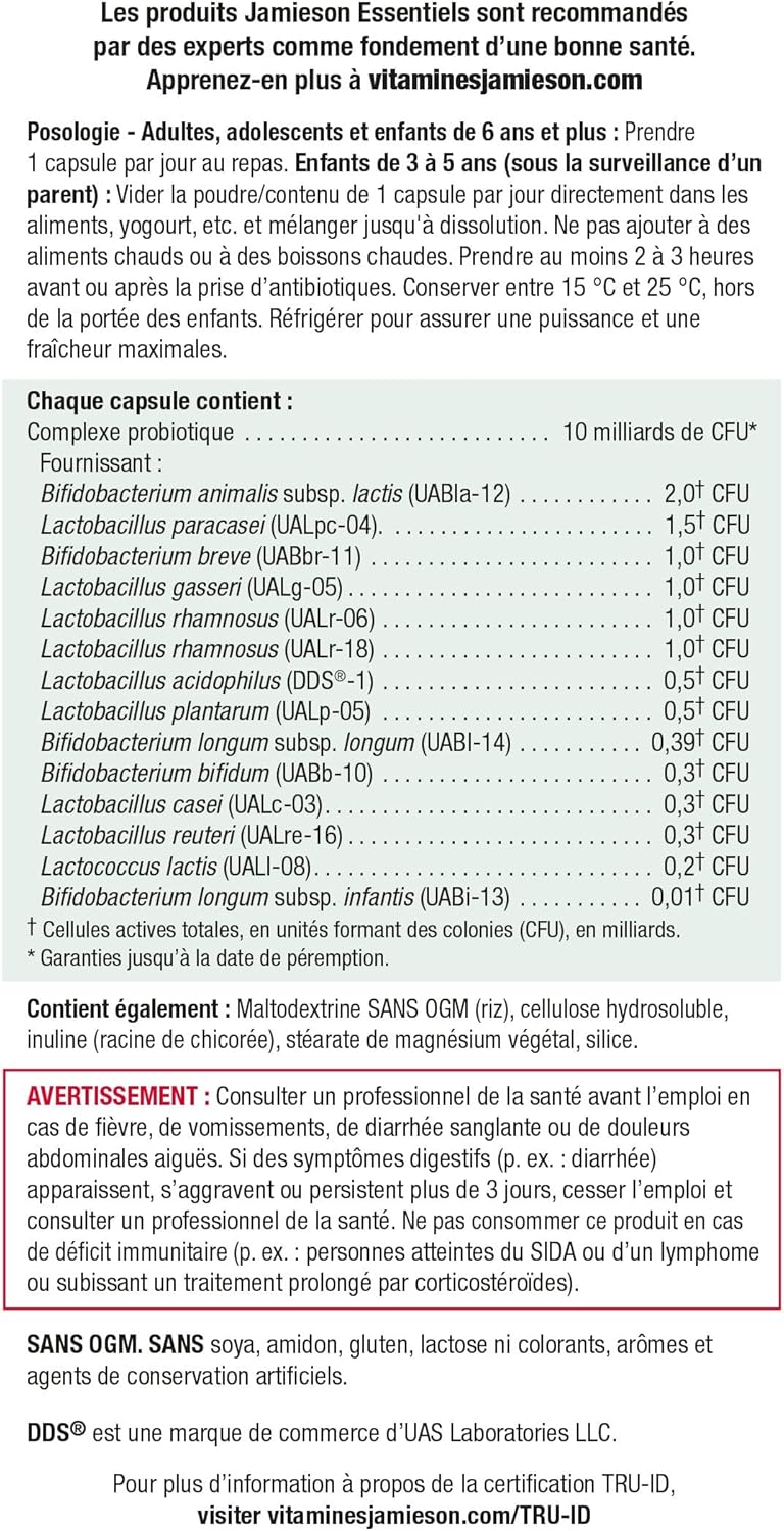 High Potency Probiotic Supplement, 10 Billion CFU, 60 Vegetarian Capsules by Jamieson