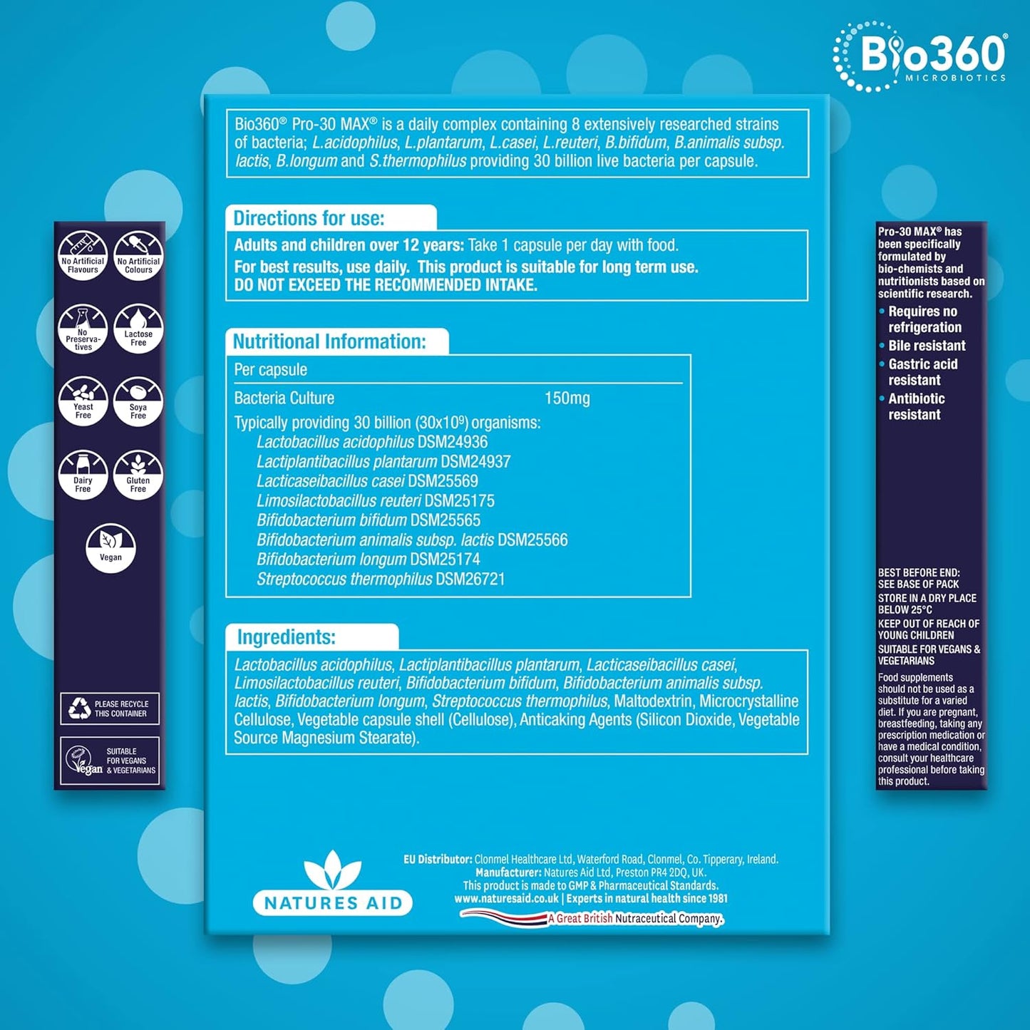 High Potency Probiotic Supplement, 30 Capsules by Natures Aid