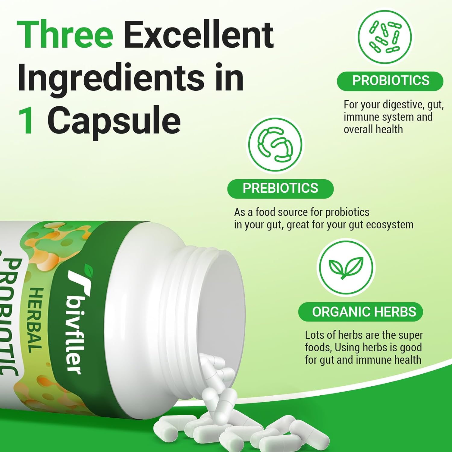 High Potency Probiotic Supplement for Digestive Health - 300 Billion CFU, 24 Strains + Organic Herbs, Immune Support, Vegan - 8 Month Supply