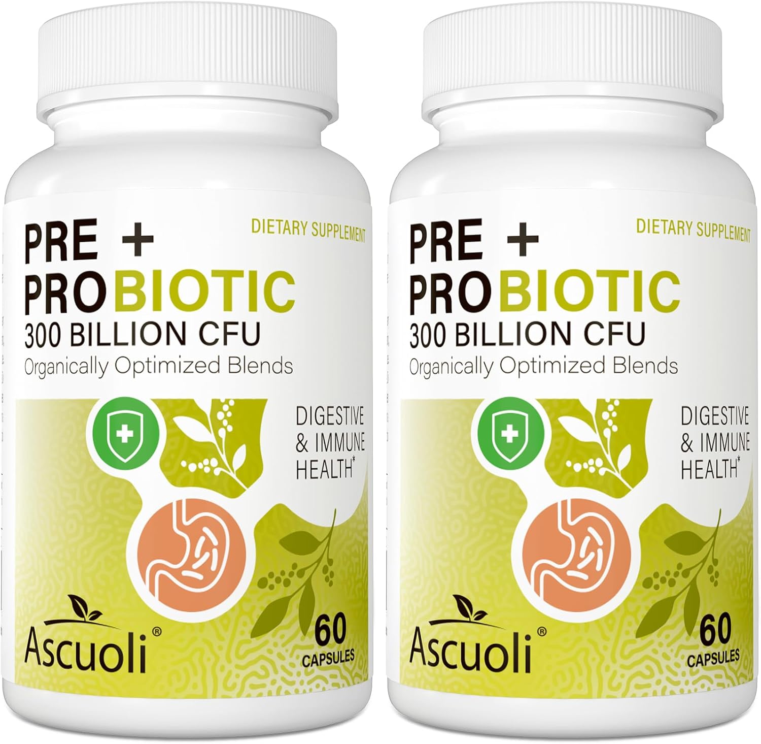 High-Potency Probiotic Supplement with Prebiotics for Digestive Health - 300 Billion CFU, 22 Strains, 15 Organic Herbs - 120 Capsules