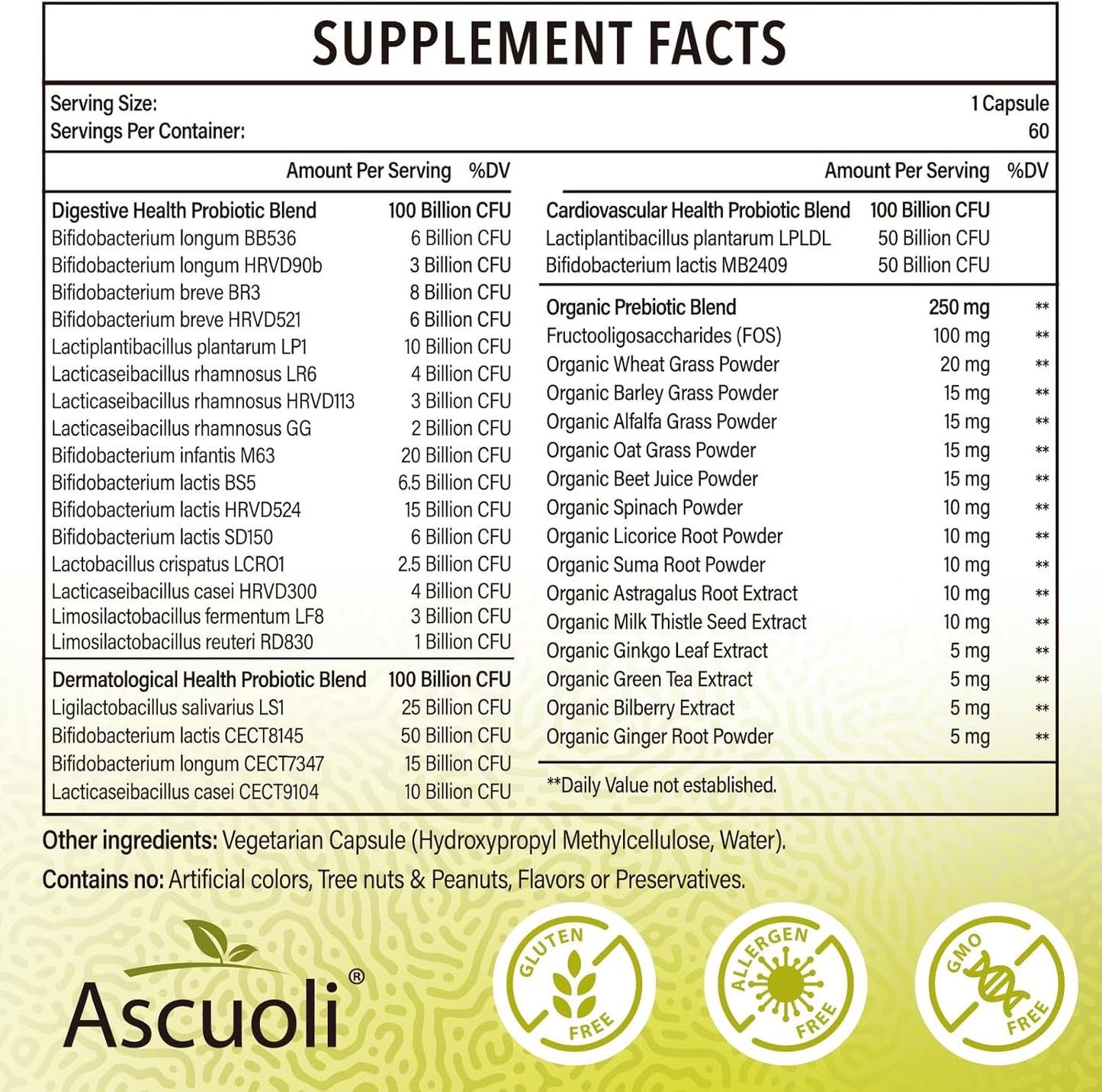 High-Potency Probiotic Supplement with Prebiotics for Digestive Health - 300 Billion CFU, 22 Strains, 15 Organic Herbs - 120 Capsules