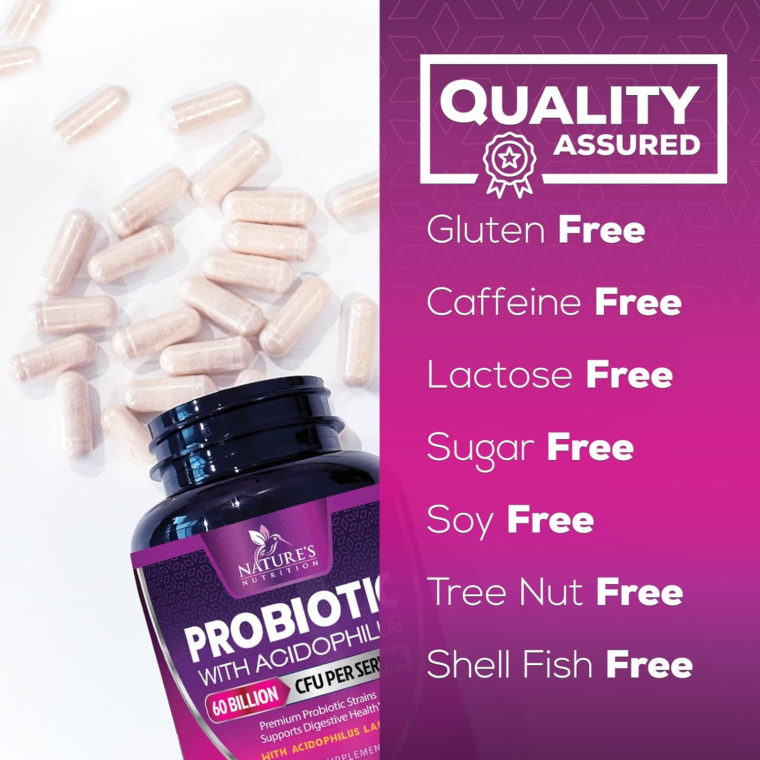 High Potency Probiotic with Prebiotics for Immune & Gut Health - 60 Billion CFU, 10 Strains - Supports Digestion, Constipation & Bloating - 180 Capsules