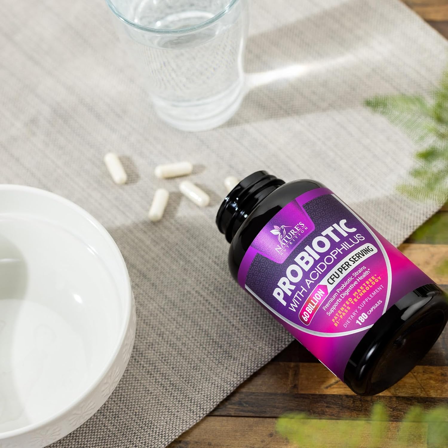 High Potency Probiotic with Prebiotics for Immune & Gut Health - 60 Billion CFU, 10 Strains - Supports Digestion, Constipation & Bloating - 180 Capsules