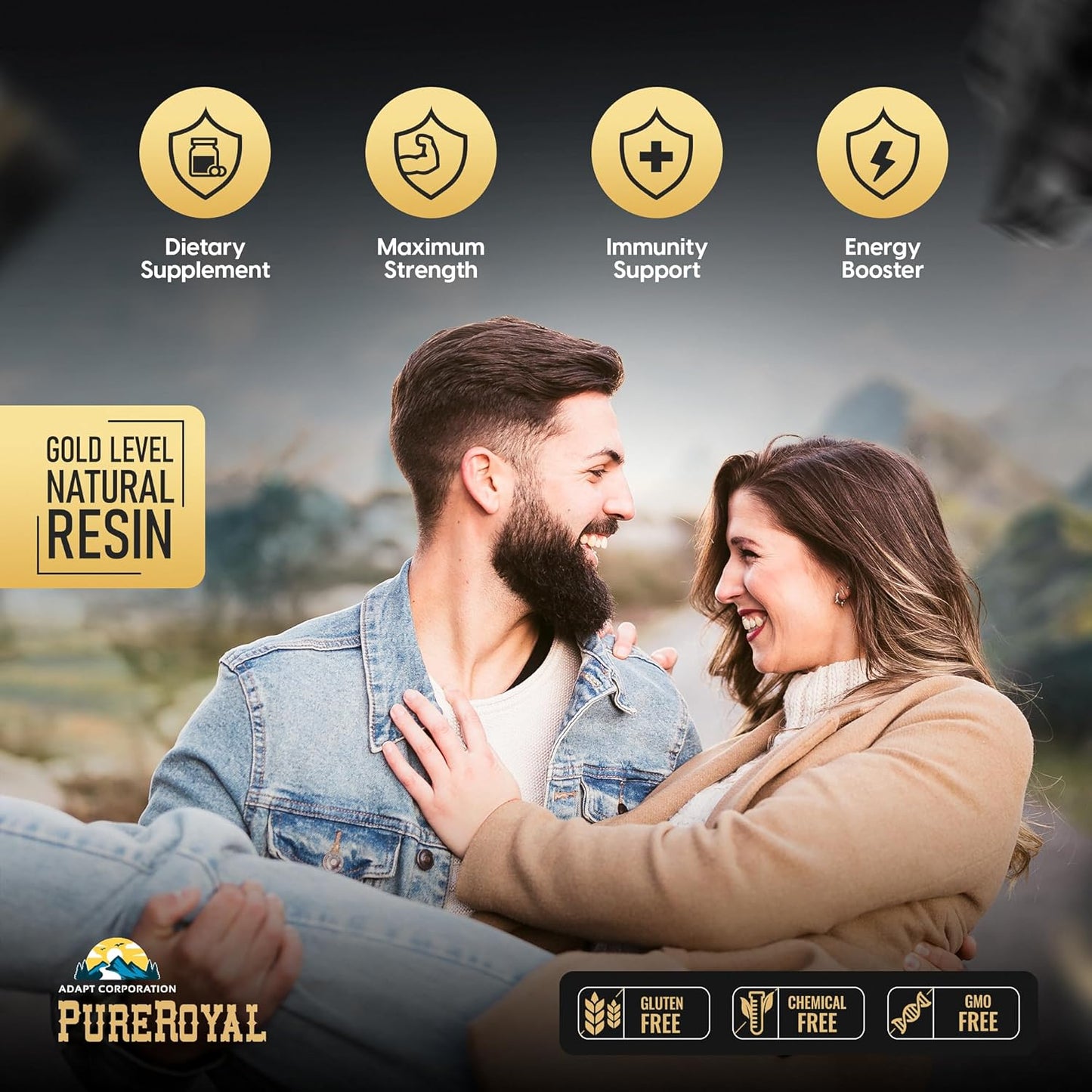 High Potency PureRoyal Himalayan Shilajit Resin with 1100 MG Extract, 75%+ Fulvic Acid - Energy, Wellness, Immunity Support - 85+ Trace Minerals - Lab Tested - 50g Jar, 46 Servings