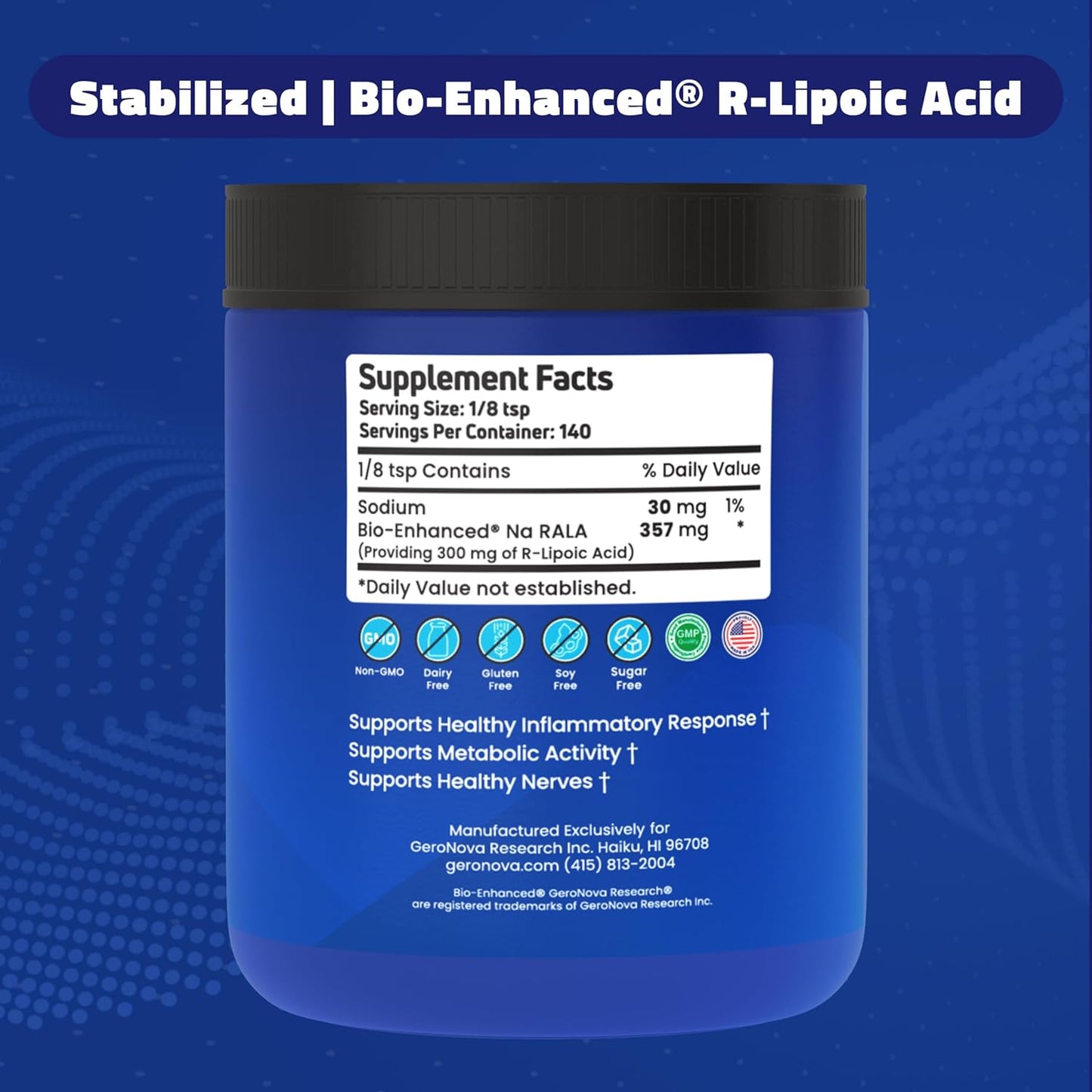 High Potency R-Lipoic Acid Bundle: 300mg Capsules & 50g Powder