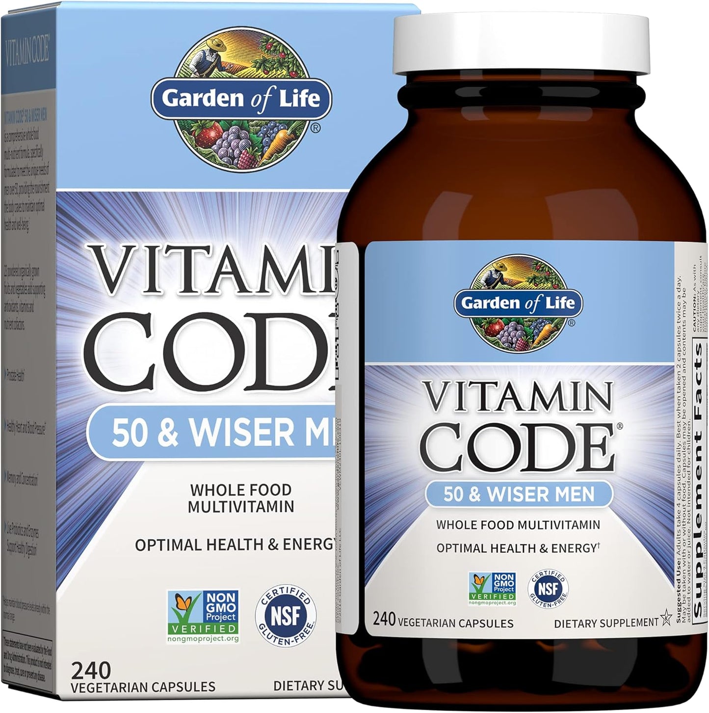 High Potency Raw Zinc and Vitamin C Multimineral Supplement for Men Over 50 - Garden of Life Vitamin Code 50 with 30mg Zinc