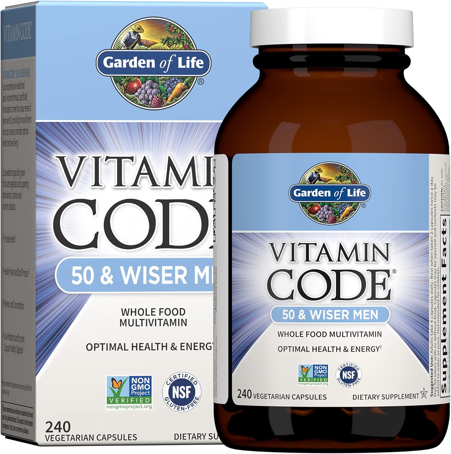 High Potency Raw Zinc and Vitamin C Multimineral Supplement for Men Over 50 - Garden of Life Vitamin Code 50 with 30mg Zinc
