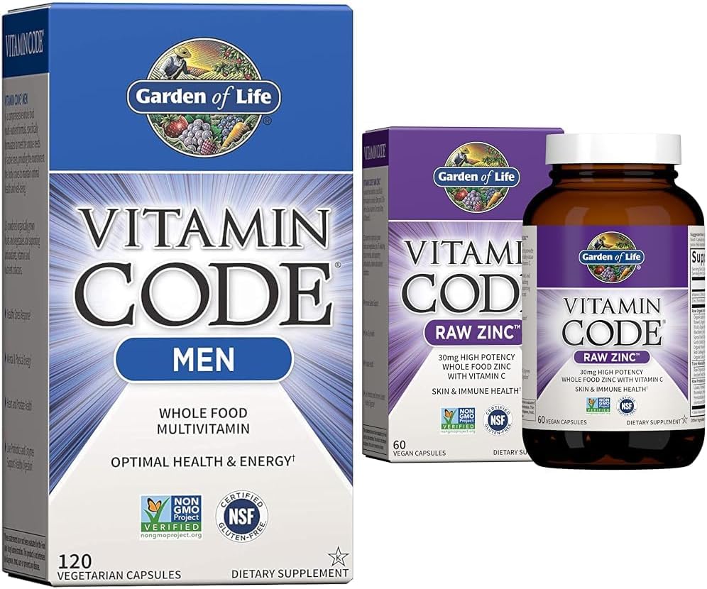 High Potency Raw Zinc and Vitamin C Supplements for Men - Garden of Life Vitamin Code Whole Food Multivitamin