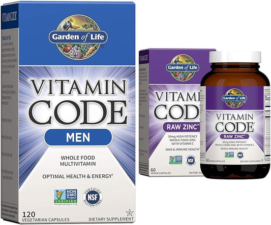 High Potency Raw Zinc and Vitamin C Supplements for Men - Garden of Life Vitamin Code Whole Food Multivitamin