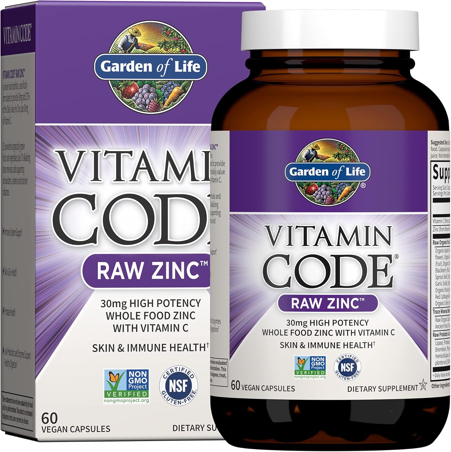 High Potency Raw Zinc and Vitamin C Supplements for Men - Garden of Life Vitamin Code Whole Food Multivitamin