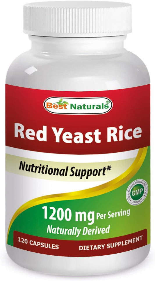 High Potency Red Yeast Rice Capsules - 600mg, 120 Count - 2 Capsules per Serving for 1200mg Strength