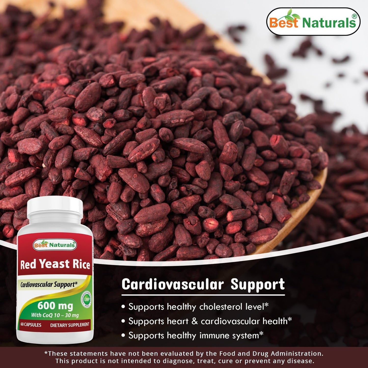 High Potency Red Yeast Rice with COQ10, Turmeric Curcumin & Bioperine - 1500mg/Serving