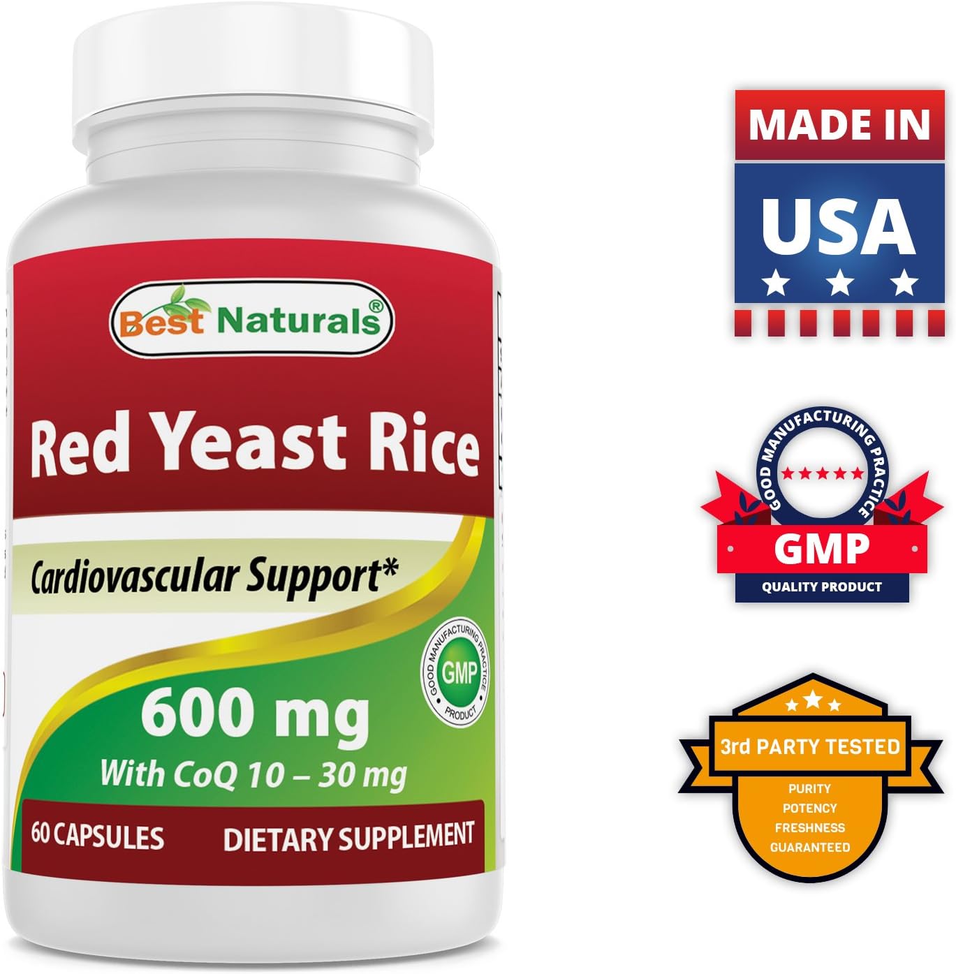 High Potency Red Yeast Rice with COQ10, Turmeric Curcumin & Bioperine - 1500mg/Serving
