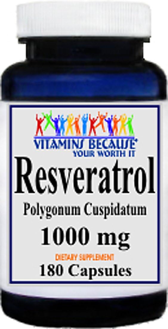 High Potency Resveratrol 1000mg Supplement, 180 Capsules - Antioxidant Boost for Better Health and Wellness