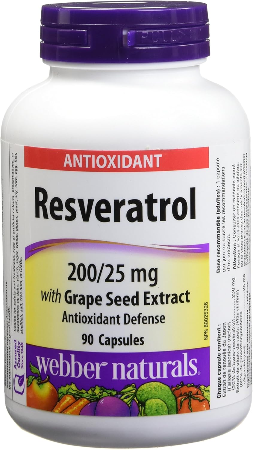 High Potency Resveratrol and Grape Seed Extract Capsules - 90 Count