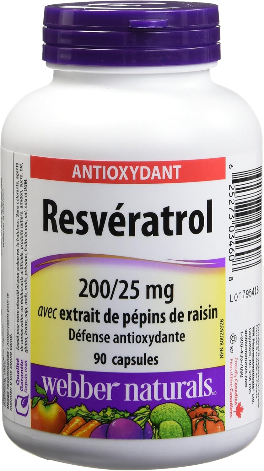 High Potency Resveratrol and Grape Seed Extract Capsules - 90 Count