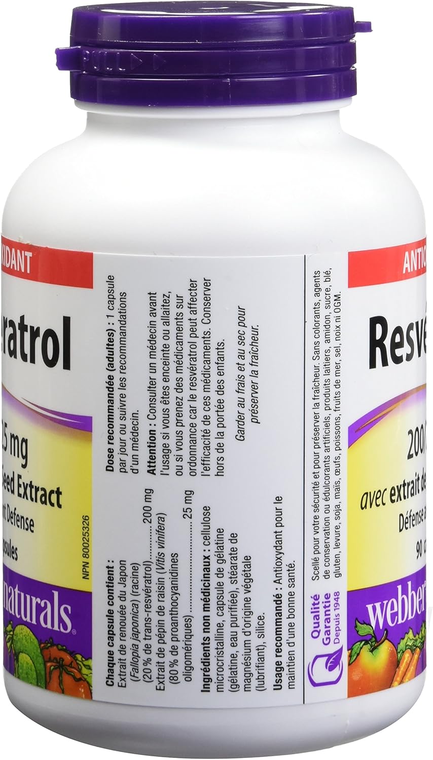 High Potency Resveratrol and Grape Seed Extract Capsules - 90 Count