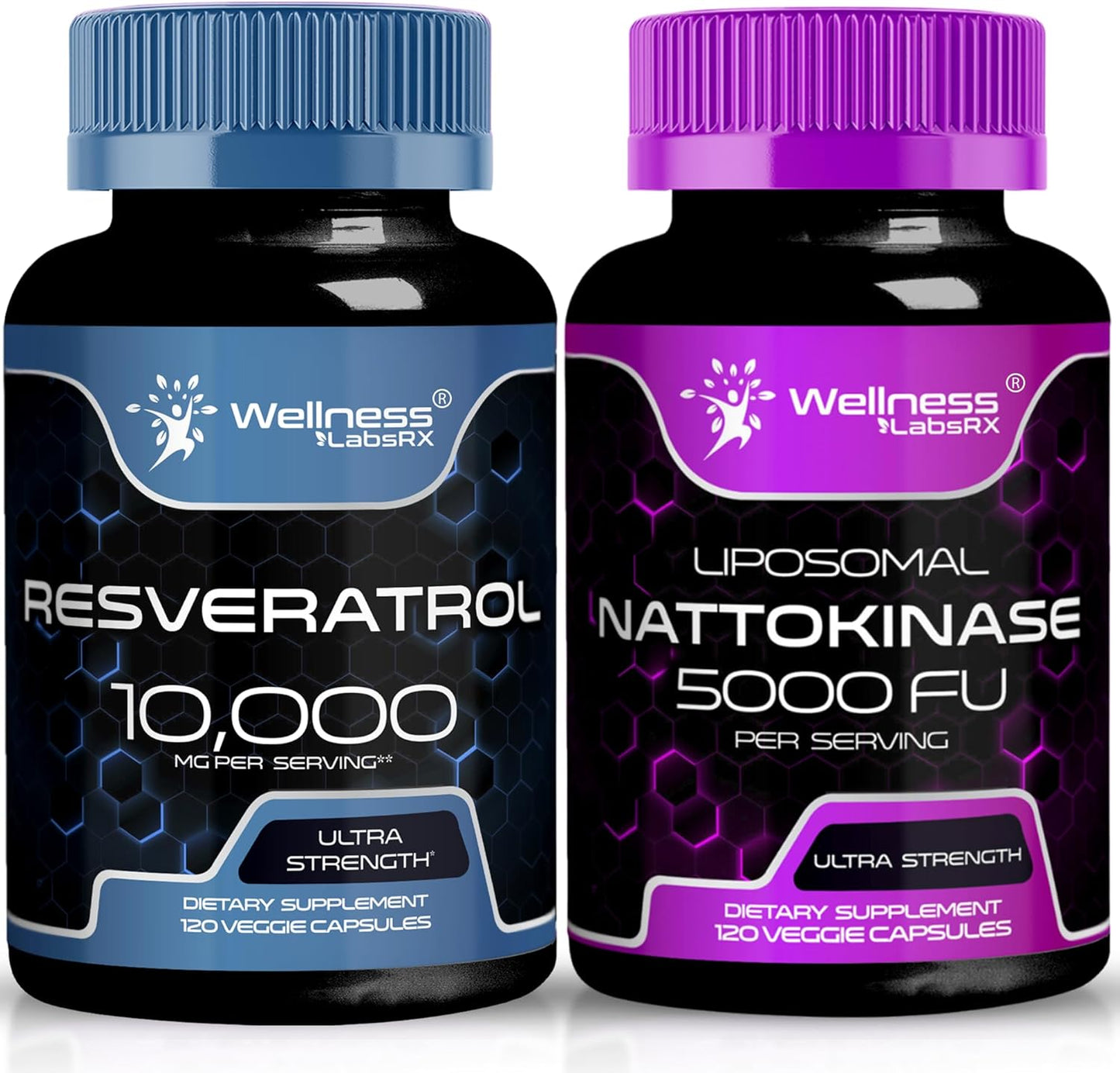 High Potency Resveratrol and Nattokinase Capsules - 10000mg Resveratrol, 5000 FU Nattokinase - Heart Health and Anti-Aging Support