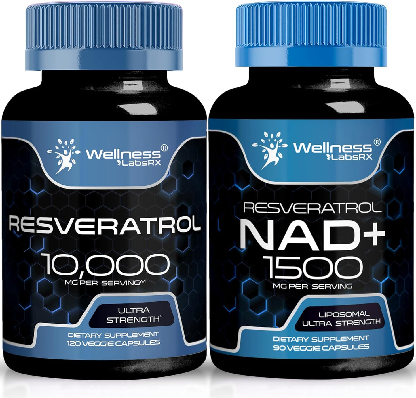 High Potency Resveratrol Capsules 10000 with NAD+ Supplement 1500mg for Cellular Health and Longevity