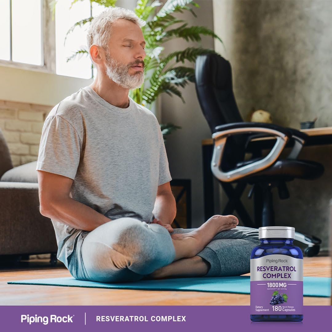 High Potency Resveratrol Complex 1800 mg Capsules with Grape Seed Extract | Non-GMO, Gluten Free - 180 Count