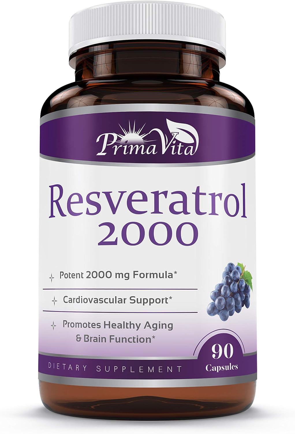 High Potency Resveratrol & Grape Seed Extract Capsules with Quercetin - Immunity Support Antioxidant Supplement (90ct)