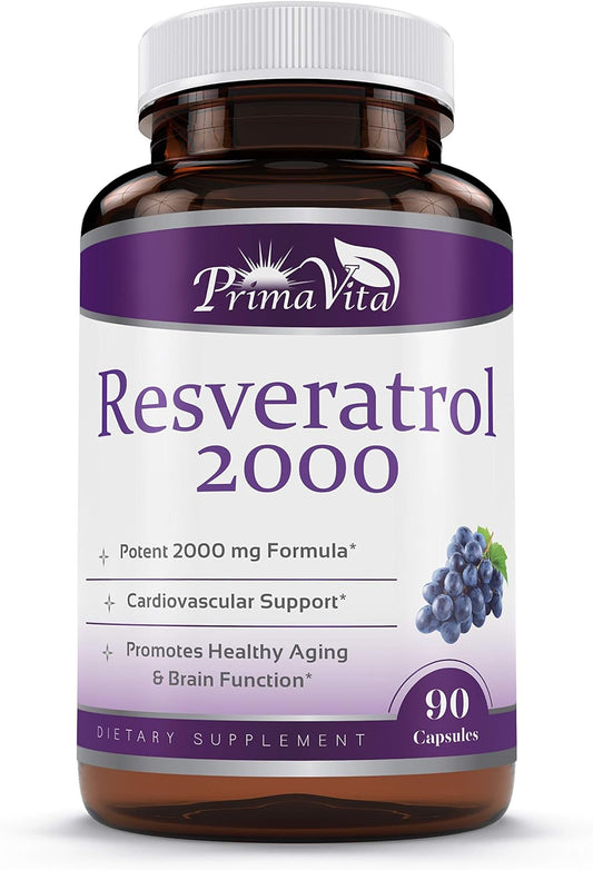 High Potency Resveratrol & Grape Seed Extract Capsules with Quercetin - Immunity Support Antioxidant Supplement (90ct)