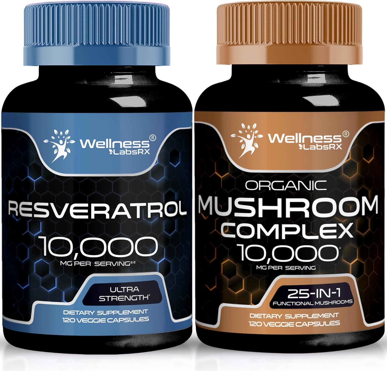 High Potency Resveratrol Mushroom Supplement Capsules - 10,000mg