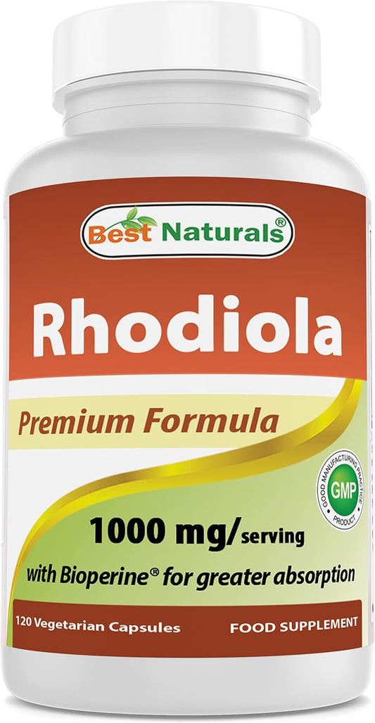 High Potency Rhodiola Rosea with Bioperine - 120 Vegetarian Capsules - 1000mg per Serving
