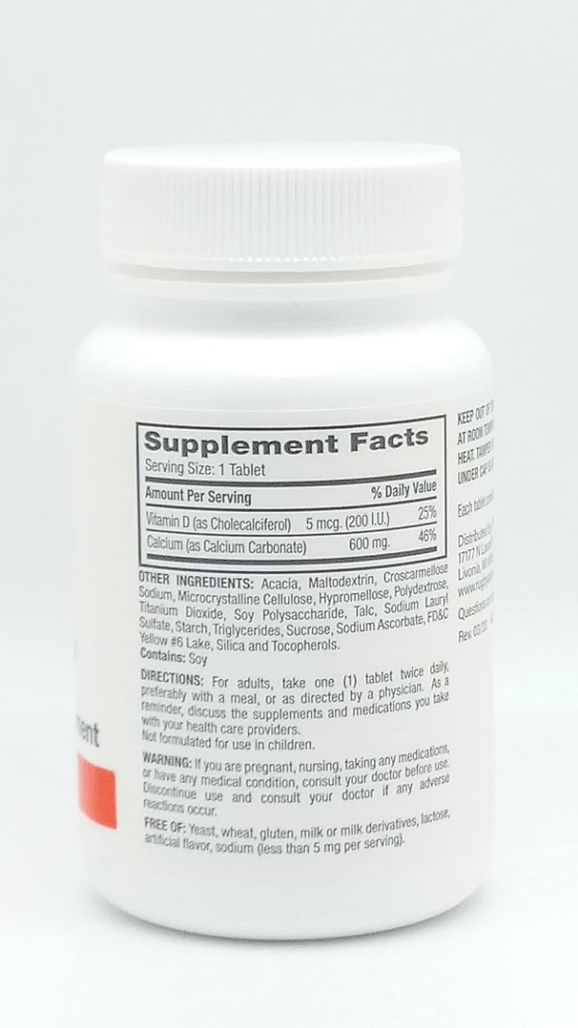 High Potency Rugby Laboratories Calcium 600 mg Supplement with Vitamin D3 - 60 Tablets