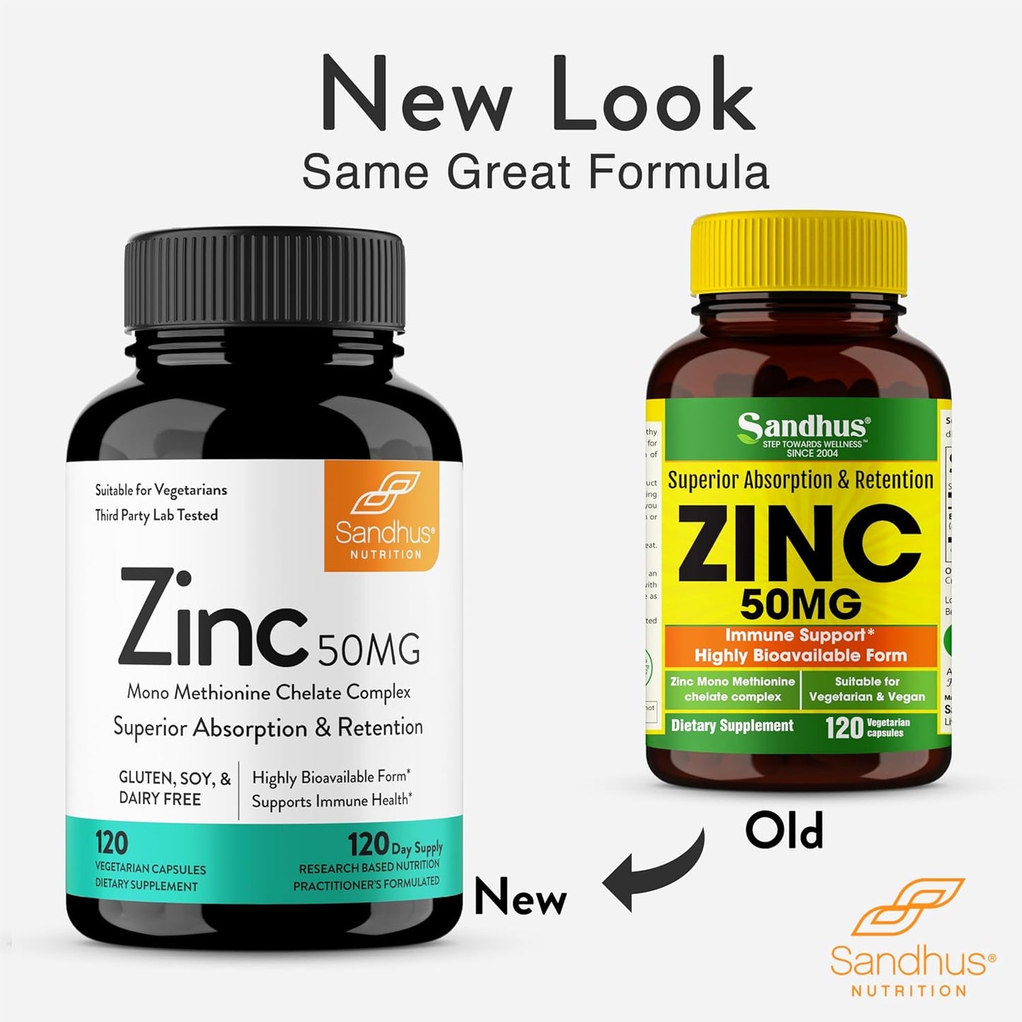 High Potency Sandhu's Zinc 50mg Supplement - 120 Count for 4 Months Supply - Made in USA - Immune & Antioxidant Support - Superior Absorption Capsules